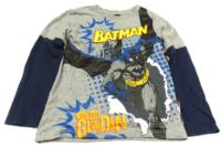 Šedo-tmavomodré triko s Batmanem 