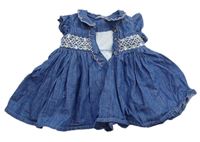 Modré riflové šaty s výšivkami a límečkem zn. M&Co.