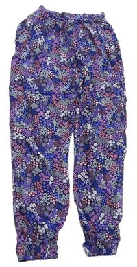 Fialové květované letní kalhoty zn. M&S