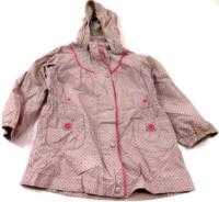 Šedo-růžová plátěný jarní kabátek s kapucí zn.Marks&Spencer 