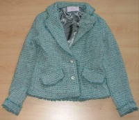 Modro-zelený vlněný kabátek s podšívkou zn. Miss E-vie vel. 10-11 let