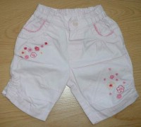 Růžové plátěné kalhoty s kytičkami