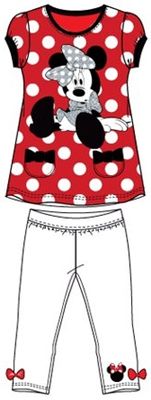 Nové - 2set - Červená puntíkovaná tunika s Minnie + bílé legínky zn. Disney
