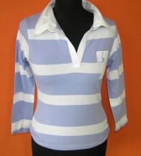 Dámské fialovo-bílé triko s límečkem