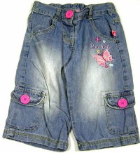 Světlemodré riflové 3/4 kalhoty s motýlkem a kapsami zn. Barbie