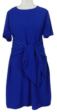 Dámské kobaltově modré šaty s mašlí zn. New Look 