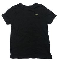 Černé tričko s výšivkou zn. Primark