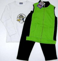 Outlet - 3set - Zelená vesta + tepláčky + bílé triko vel. 12 let