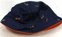 Modrý riflový klobouček s kytičkami zn.Mothercare