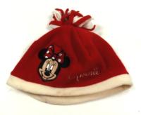 Červeno-smetanová fleecová čepička s Minnie zn. Disney
