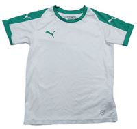 Bílo-tmavozelené funkční sportovní tričko s logem zn. PUMA