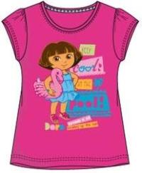 Nové - Malinové tričko s Dorou zn. Nickelodeon 