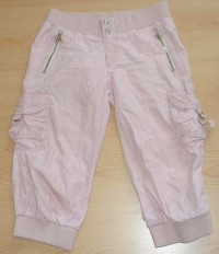 Růžové 7/8 plátěné kalhoty s kapsami zn. New Look vel. 152 cm
