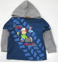 Modro-ěedé triko s chlapečkem a kapucí zn. Disney 