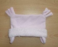 Růžová fleecová čepička s podšívkou a kožíškem zn. Mini Mode