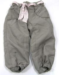 Hnědé šusťákové kalhoty s páskem zn.Early days