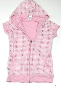 Růžová kostkovaná propínací vesta s kapucí zn. M&Co