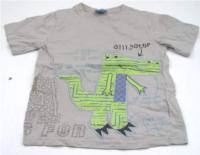 Béžové tričko s krokodýlem zn. Cherokee 