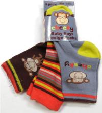 Outlet - 3pack ponožky s opičkami vel. 15-18