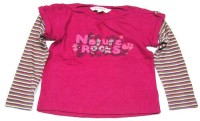 Růžovo-pruhované triko s nápisem zn. girl2girl