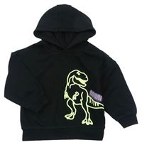 Černá mikina s dinosaurem a kapucí zn. PRIMARK