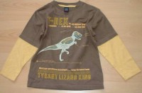 Hnědo-žluté triko s dinosaurem zn. Next