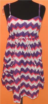 Dámské fialovo-jahodovo-smetanové pruhované šaty zn. New Look