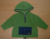 Zeleno-modrá fleecová bundička s kapuccí s náíšivkou zn. Mothercare