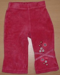 Růžové sametové kalhoty s kytičkami zn. Mini Mode