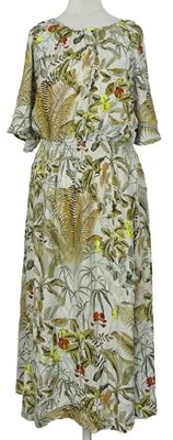 Dámské béžové květované midi šaty zn. H&M