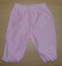 Růžové sametové kalhoty s kytičkami zn. George