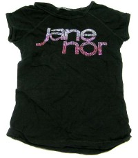 Černé tričko s nápisem zn. Jane Norman, vel. 134/140