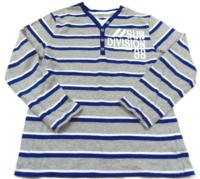 Šedo-modro-bílé pruhované triko s nápisem a číslem zn. F&F