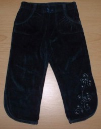 Tmavomodré sametové kalhoty s výšivkou zn. Mini Mode