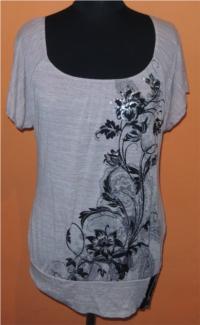 Dámské starorůžovo-béžové pruhované tričko s květy zn. Lavish vel. L