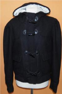 Dámský černý vlněný zateplený kabát s kapucí zn. Atmosphere