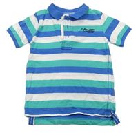 Modro-zeleno-bílé pruhované polo tričko s nápisem zn. Mothercare