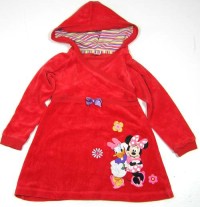 Červené sametové šatičky s Minnie a Daisy a kapucí zn. Disney