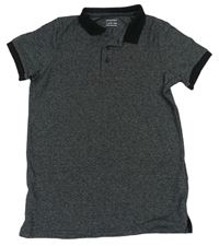 Černo-šedé melírované polo tričko zn. Primark