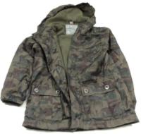 Army khaki-hnědá šusťáková podzimní bunda s kapucí zn.TU 