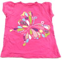 Růžové tričko s motýlem 