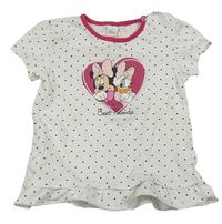 Bílé puntíkované tričko s Minnie a Daisy zn. Disney