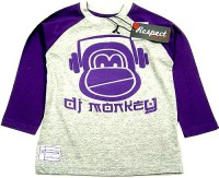 Outlet - Šedo-fialové triko s opičkou zn. Respect