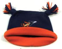 Modro-oranžová fleecová čepice s tygříkem ;vel. 0-6 měs