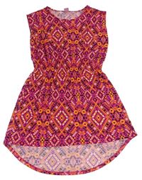 Malinovo-barevné vzorované šaty zn. Y.F.K.