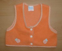 Oranžová fleecová vesta s kytičkou