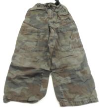 Khaki army plátěné oteplené kalhoty s nápisy zn. F&F
