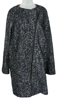 Dámský černo-šedý melírovaný vlněný kabát zn. M&S