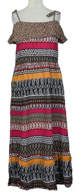 Dámské barevné vzorované midi šaty s volánkem zn. TU 