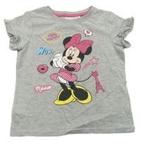 Šedé tričko s Minnie a volány zn. Disney
